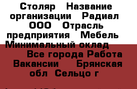 Столяр › Название организации ­ Радиал, ООО › Отрасль предприятия ­ Мебель › Минимальный оклад ­ 30 000 - Все города Работа » Вакансии   . Брянская обл.,Сельцо г.